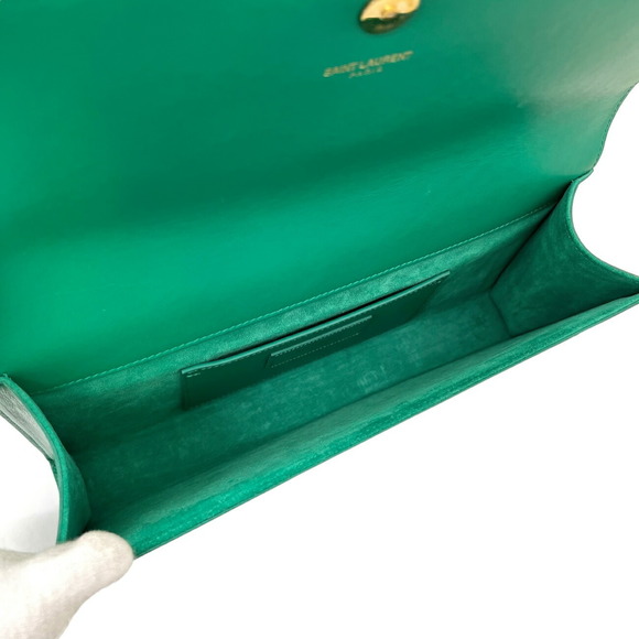 Saint Laurent Clutch Bag Leather Green - Picture 8 of 11
